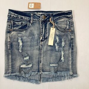 Ocean Drive Distressed Jean Mini Skirt New!